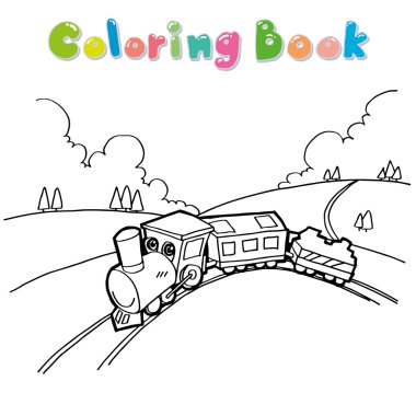 train coloring page vector
