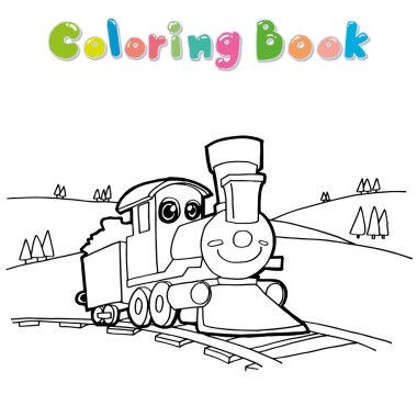 train coloring page vector