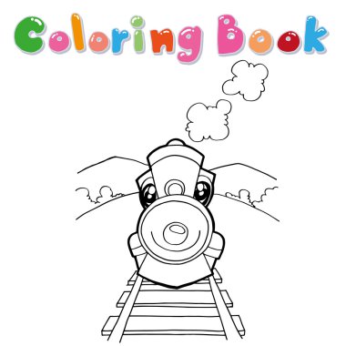 train coloring page cartoon vector