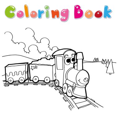 train coloring page cartoon vector