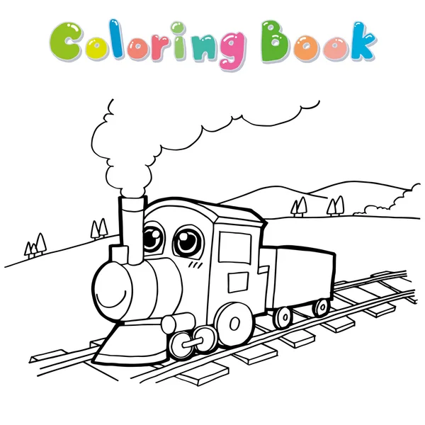 Train coloring page vector — 스톡 벡터