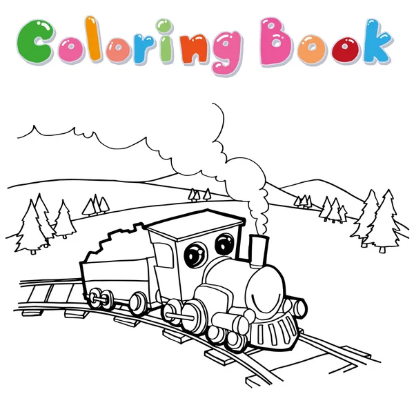Train coloring page cartoon vector — Stock Vector