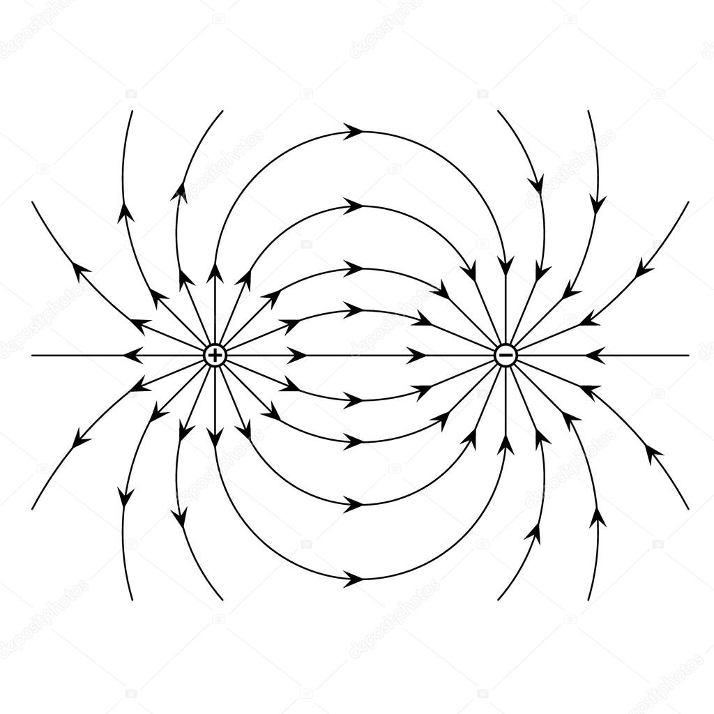 Electric field of a positive and a negative point charge vector