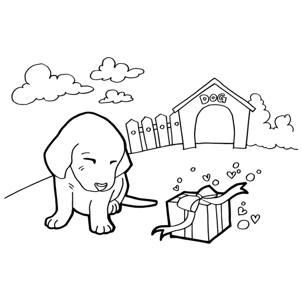 A kutya és a táj kifestőkönyv — Stock Vector