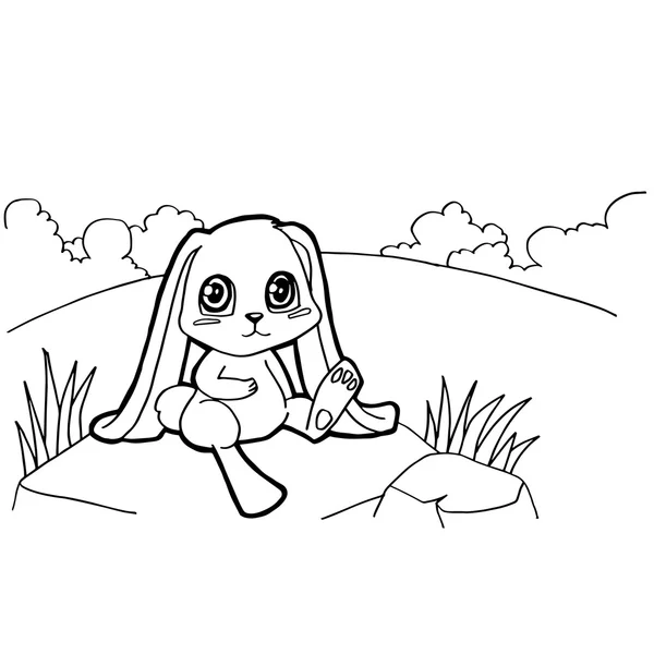 Bunny rajzfilm színező oldalak vektor — Stock Vector