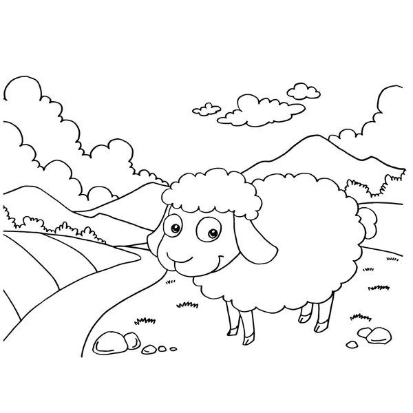 Sheep Colouring Pages vector — Stock Vector