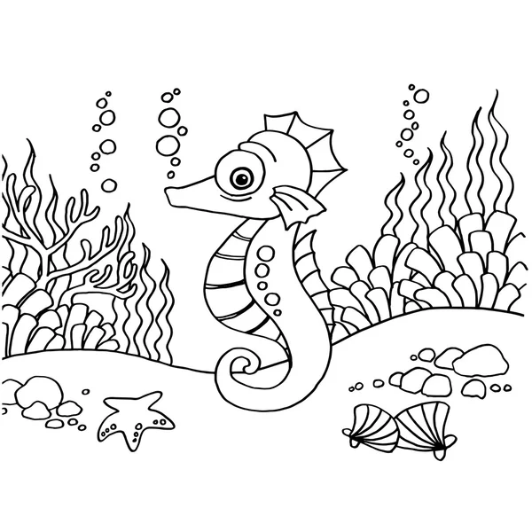 Seahorse kleurende pagina's vector — Stockvector