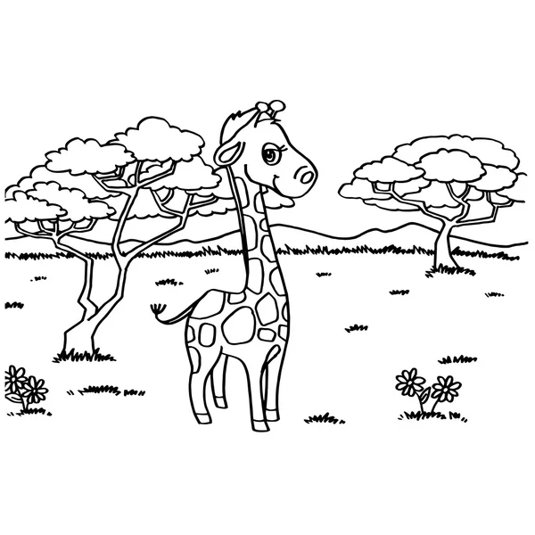 Giraffa da colorare vettoriale Pagine — Vettoriale Stock