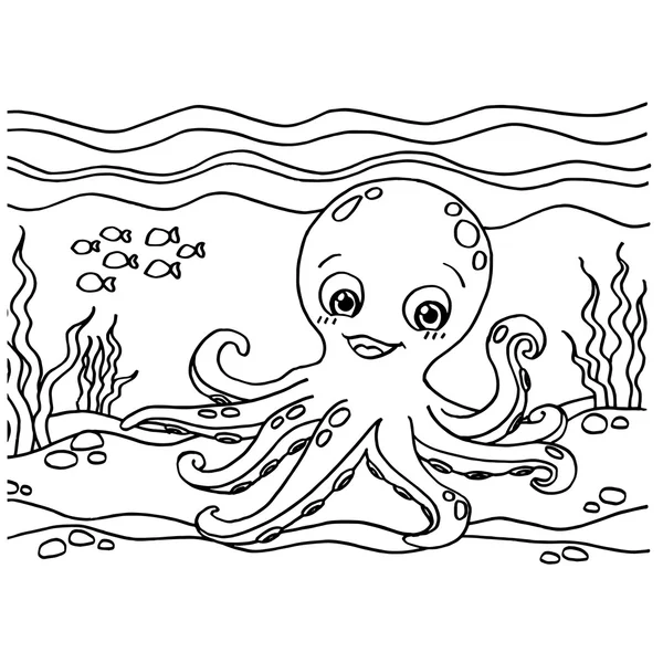 Octopus kleuren pagina's vector — Stockvector