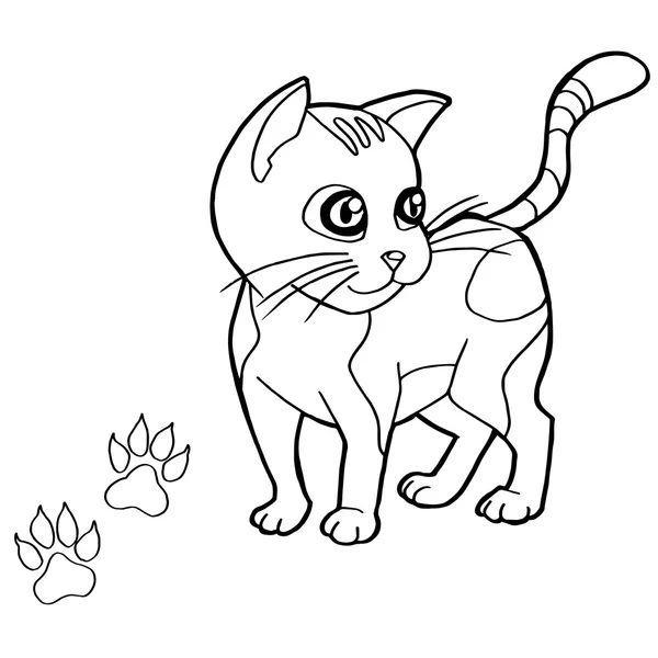 Impression de patte avec chat Coloriage Pages vecteur — Image vectorielle