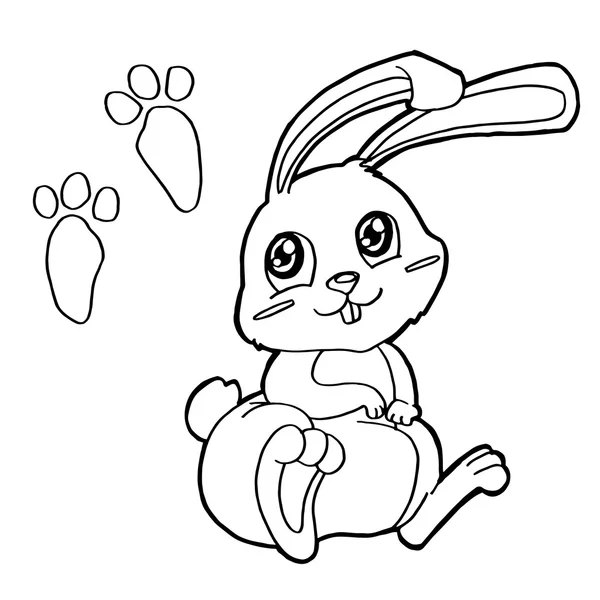 Impresión de pata con conejos para colorear páginas vector — Vector de stock