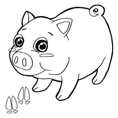 Boyama sayfaları vektör pençe baskı ile domuz