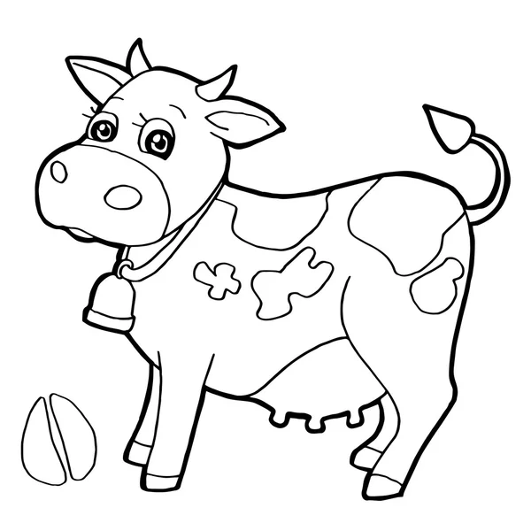 Cattle  with paw print Coloring Page vector — Stock Vector