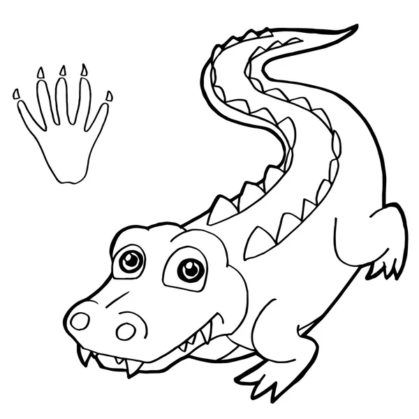 Empreinte de patte avec crocodile Coloriages vectoriel — Image vectorielle