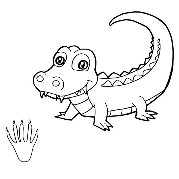 Empreinte de patte avec crocodile Coloriages vectoriel — Image vectorielle