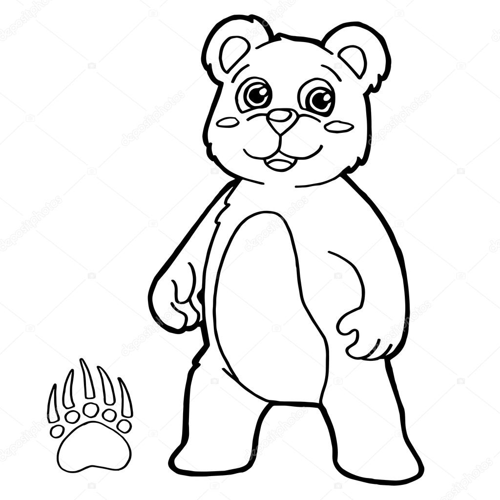 Immagine dell orso con il vettore di pagine da colorare stampa zampa — Vettoriali di attaphongw