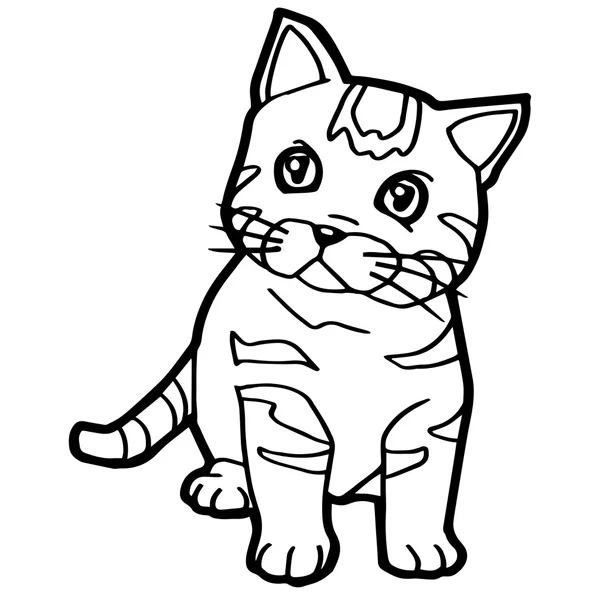 Çocuk beyaz izole için karikatür kedi boyama sayfası — Stok Vektör
