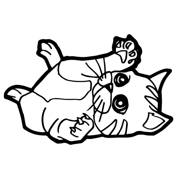 Cartoon Cat Coloring Page for kid isolated on white — Stock Vector