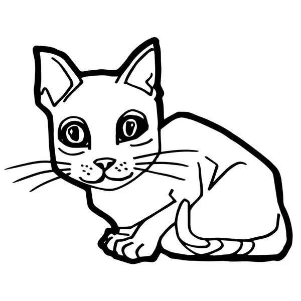 Desenhos animados Cat Coloring Page para criança isolada em branco — Vetor de Stock