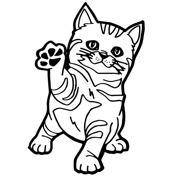 Карикатура Cat Coloring Page for kid isolated on white — стоковый вектор