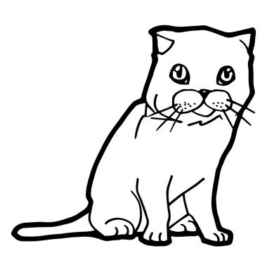 çocuk beyaz izole için karikatür kedi boyama sayfası