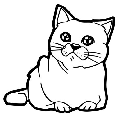 çocuk beyaz izole için karikatür kedi boyama sayfası