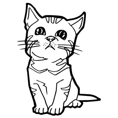 çocuk beyaz izole için karikatür kedi boyama sayfası