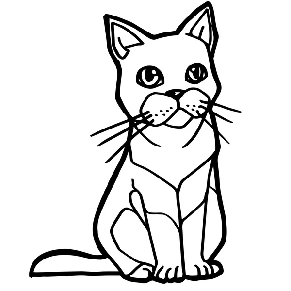 Карикатура Cat Coloring Page for kid isolated on white — стоковый вектор