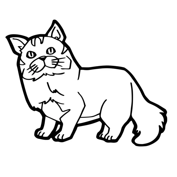 Карикатура Cat Coloring Page for kid isolated on white — стоковый вектор