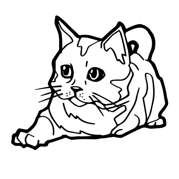 Карикатура Cat Coloring Page for kid isolated on white — стоковый вектор