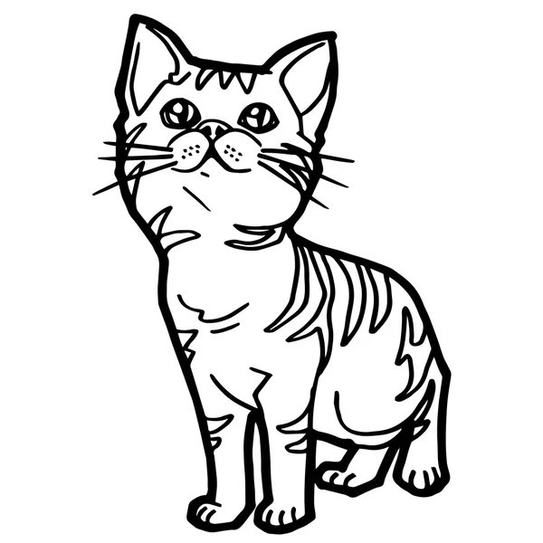 Карикатура Cat Coloring Page for kid isolated on white — стоковый вектор