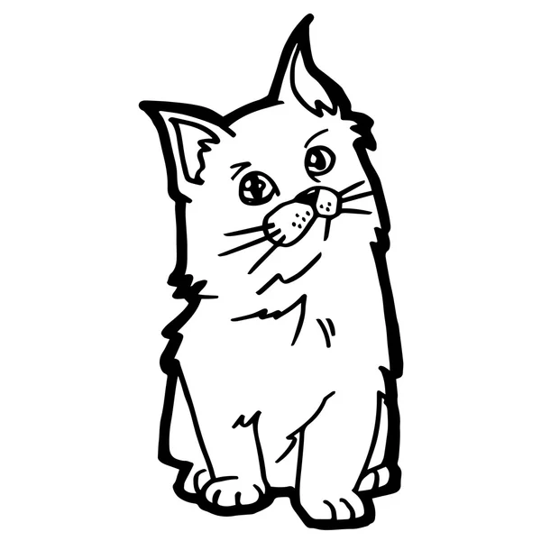 Карикатура Cat Coloring Page for kid isolated on white — стоковый вектор