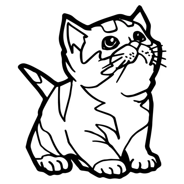 Карикатура Cat Coloring Page for kid isolated on white — стоковый вектор