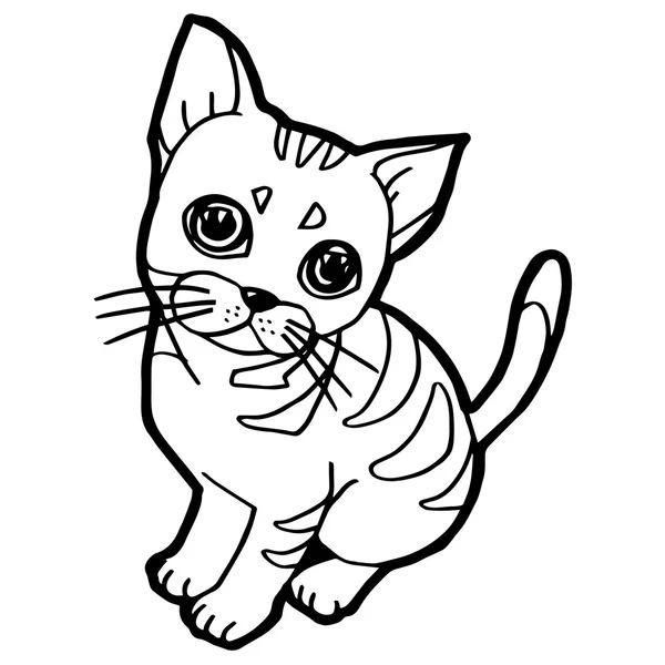 Desenhos animados Cat Coloring Page para criança isolada em branco —  Vetores de Stock