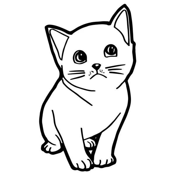 卡通猫着色页上白色孤立的孩子 — 图库矢量图片