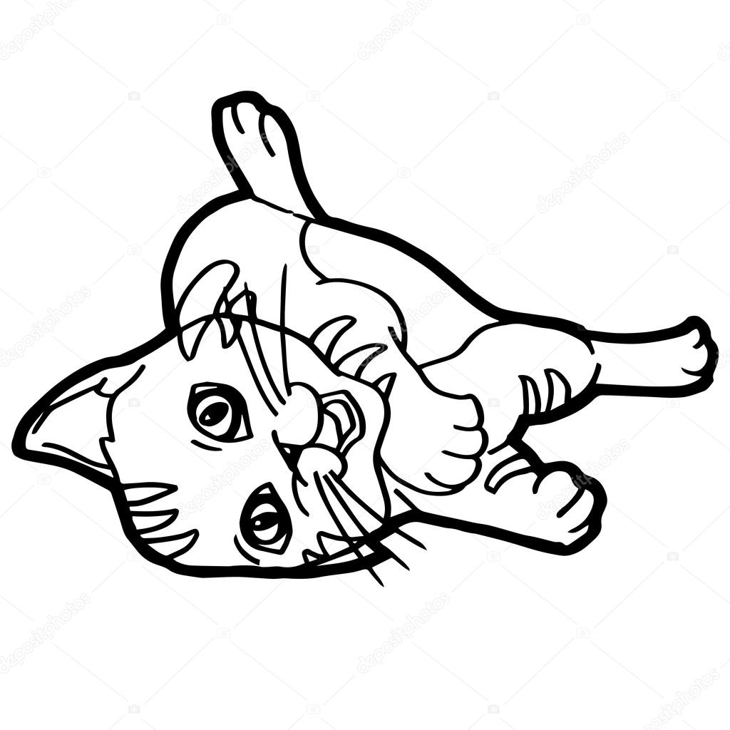 stock illustration cartoon cat coloring page for