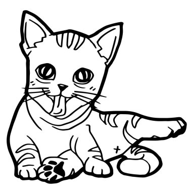 çocuk beyaz izole için karikatür kedi boyama sayfası