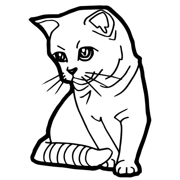Dibujos animados gato para colorear página para niños aislados en blanco — Vector de stock
