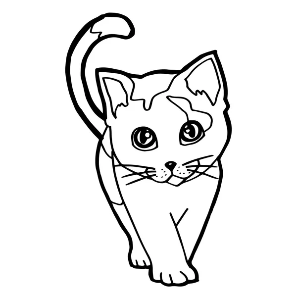 Karikatur Katze Malseite für Kind isoliert auf weiß — Stockvektor