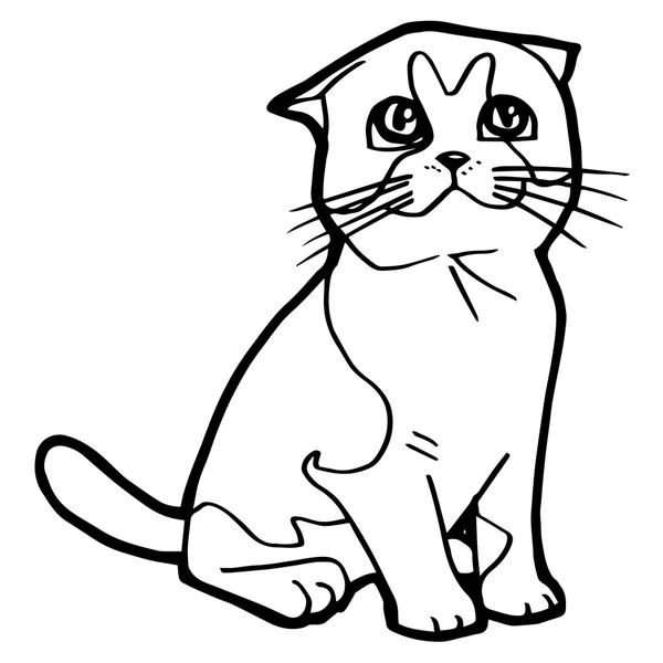Dessin animé Cat Coloriage Page pour enfant isolé sur blanc — Image vectorielle