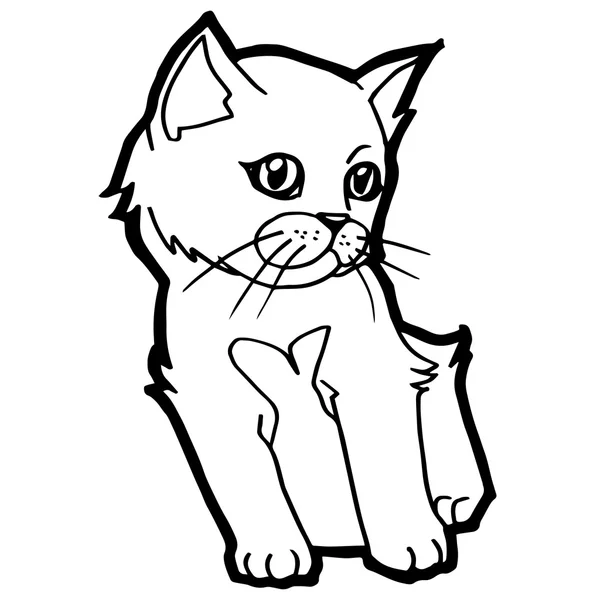 Σκίτσο γάτα παίγνιο χρωματισμού σελίδα για το παιδί που απομονώνονται σε λευκό — Διανυσματικό Αρχείο