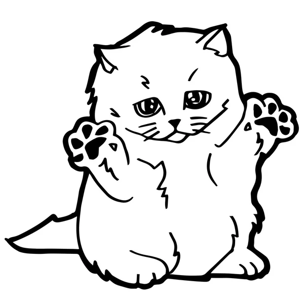 卡通猫着色页上白色孤立的孩子 — 图库矢量图片