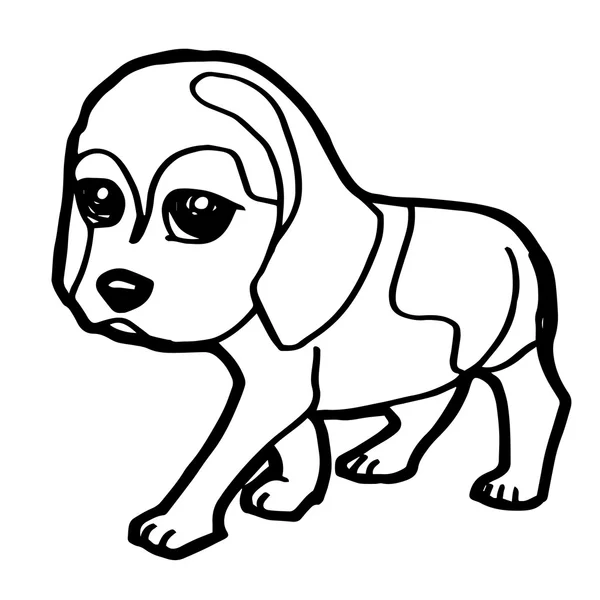 塗り絵のおかしい犬の漫画イラスト — ストックベクタ