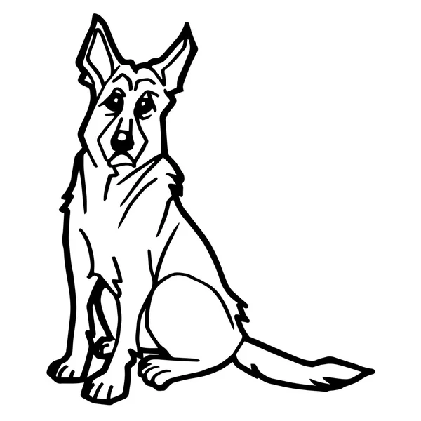 Ilustración de dibujos animados de perro divertido para colorear libro — Vector de stock