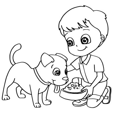 Kitap çocuk beslenme köpek vektör boyama