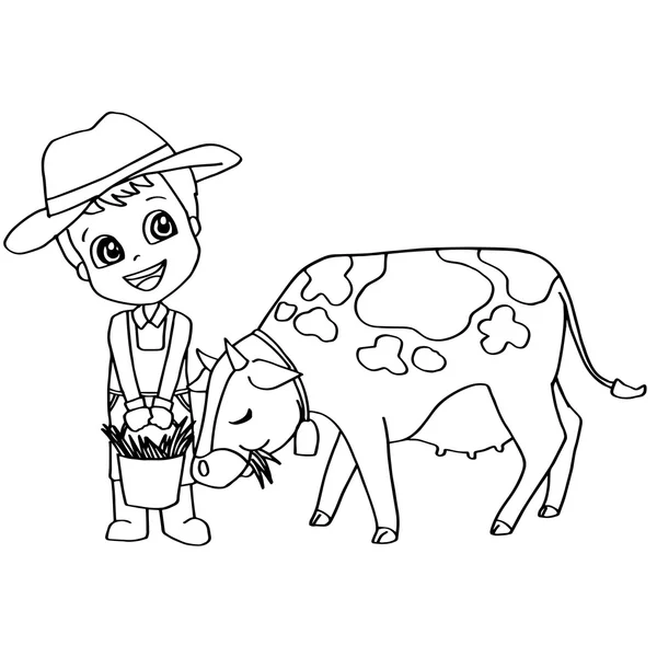 Livre de coloriage enfant alimentation vache vecteur — Image vectorielle