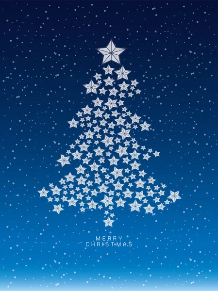 Noel ve yeni yıl yıldız Noel ağacı ile arka plan kar — Stok Vektör