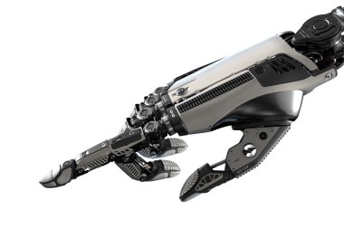 İşaret parmağı ile sanal noktaya dokunan robotik el