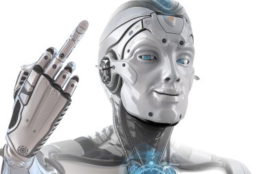 Gülümseyen Robot Eliyle müstehcen jest gösteriyor