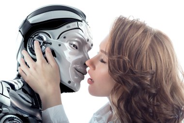 Bir güzel kadın öpüşme robot